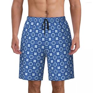 Mäns shorts abstrakt geometriska k-katedes gym sommar S-spader Hawaii Beach Man som kör bekväma designstammar
