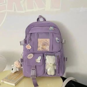 Bolsas populares de mochila para estudantes do ensino médio de cor rosa roxa para meninas