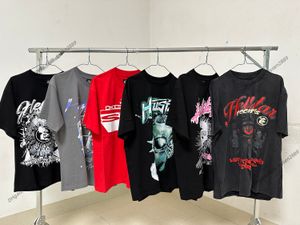 Mode ny hellstar skjorta designer tshirt tee mens kvinnor tshirts grafiska kläder kläder hipster tvättade tyg graffiti bokstäver folie plus storlek