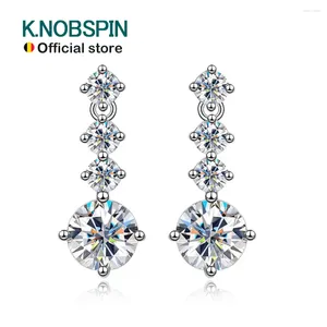 Studörhängen Knobspin D VVS1 All Moissanite Drop Earring Solid S925 Silver Plated 18K White Gold With GRA Wedding Diamond for Women