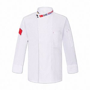 unisex kockjacka kort ärm svart kockrock män kvinnor kinesisk restaurang servitör enhetlig vit bageri bär c14g#