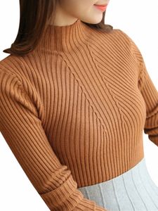 Turtleneck Seater Women FI 2024秋の冬の黒いトップ