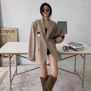 女性のスーツ2024トレンド女性カジュアルエレガントなソリッドスーツジャケット韓国オフィスレディシンプルシングル胸ゆるい汎用コートトップブレザー