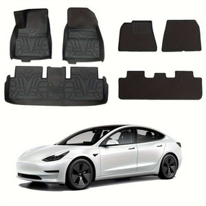 Tesla 2021-2023 TPE Liners Model 3 All Havalandırıcı Tam Set Dayanıklı Dayanıklı Anti-Slip Araç İç Aksesuarlar Çift (Çift Katmanlı Zemin Paspasları 6pcs)