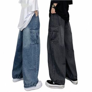 baggy Jeans big pocket Trousers Male Denim cargo Pants Wide Leg Pant Men's Jeans Loose Casual Streetwear Hip Hop Harajuku 2022 y75i#