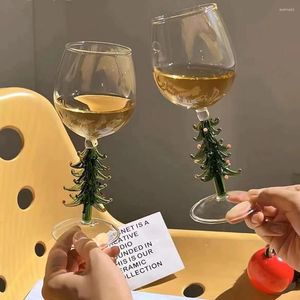 ワイングラスクリスマスツリーレッドガラスボロシリケートシャンパンゴブレットカップホームリビングルーム飾るギフトカップ