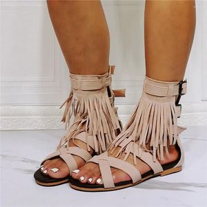 Sandały Kobiety płaski krzyżowe Związane butę letnie buty Kurek Sandalias Gladiator pusta Sapato feminino plus size 47