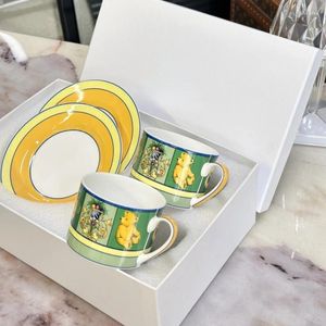 Koppar tefat japanska björn serie retro kaffekopp och tallrik set presentförpackning avancerade bordsartiklar 2 plattor dricka