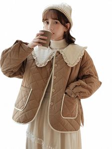 Sudore Cott giacca imbottita da donna carino colletto alla Peter Pan Lg manica femminile Parka 2023 autunno inverno allentato Butt Lady Coat g106 #