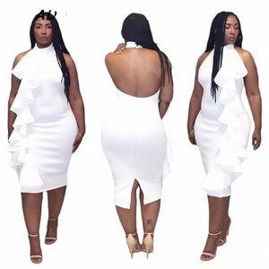 fagadoer plus size elegant party midi dr 4xl kvinnor ruffles grimma vit kväll dres sexig strapl bodyc vestidos prom 7229#