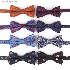 Bow Ties New Floral Men Bow Tie Claret Classic Bowtie For Men Flower Bow Ties For Business Wedding Butterfly Cravats Adult Suits Bowties Y240329