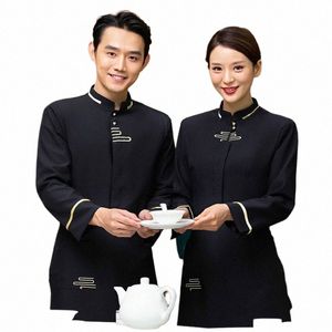 restaurant Waiter Uniform for Man Cafe Food Service Overalls Woman Hot Pot Waitrss Uniform Fast Food Service Cooking Clothes c08m#