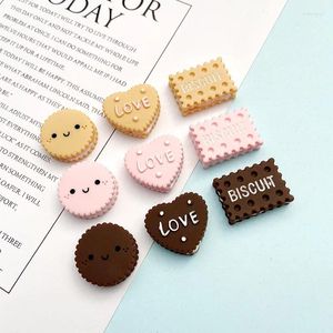 Dekoracyjne figurki 10pcs mini kawaii kreskówka biszkwita żywica z płaską backbochony notatnik