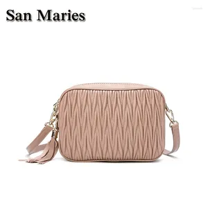 Borse a tracolla San Maries Doppia cerniera Borsa da donna di lusso Volant femminili Monospalla Nappa Designer Cross-Body Borse per ragazze alla moda