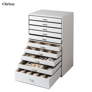 10layers Jewelry Box Drawer Ring Necklace Bracelet Boxes Organizer Earrings Tray Display Accessories Separator Storage 240327