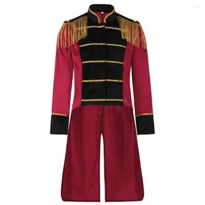 メンズトレンチコート中世の服レトロなスタンドアップカラーサーカスパンクーナススネアドラム男性ゴシックアウターウェア
