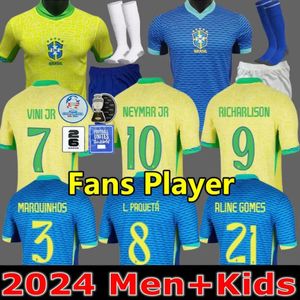 FANS Player 2024 JESUS CASEMIRO BrAZiLs maglie da calcio RICHARLISON Camiseta RAPHINHA PAQUETA VINI JR RODRYGO Brasil maillots maglia da calcio uomo bambini uniforme