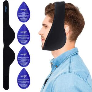 Removers Ny återanvändbar käkispaket med 4 gelpaket för varm kall kompressterapi för TMJ Relief Wisdom Teeth Pain Anti Snore Strap