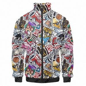 stickers Graffiti Carto Colorful Costume Uniform Men Zipper Stand Collar Jackets 3D Print Baseball Jackets Harajuku Coats r3XT#