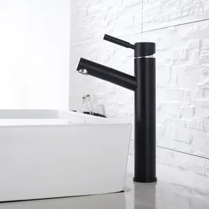 Rubinetti per lavandino del bagno Rubinetto SKOWLL con spruzzatore estraibile Montaggio su ponte Vaso monocomando Lavabo Nero opaco PX-31