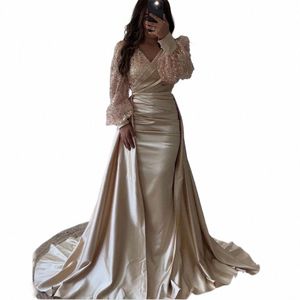 åttaal lyxkväll Dr V-hals glitter sjöjungfrun prom party klänning arabisk champagne bröllop ceremy dr m21q#