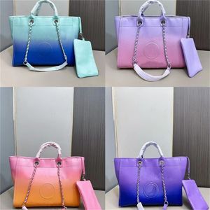 Designer bolsa mulheres luxo sacola senhoras sacos de praia em relevo carta gradiente cor couro totes sacos moda bolsas bolsas