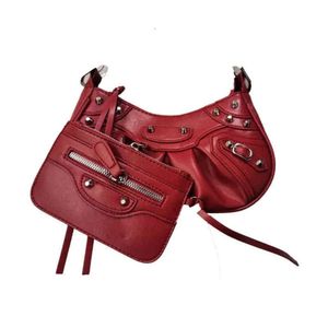 Designer-Tasche für Frauen, luxuriöse Unterarm-Umhängetasche, plissiert, halbmondförmig, Umhängetasche, modisch, weibliche Niete, Motorrad-Kuriertaschen 74