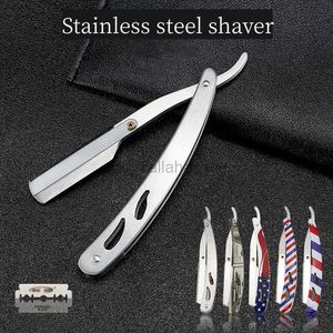 Elektriska rakare Mens Mens rostfritt stål Razor Folding Shaver Holder Barber Shop Hushåll Skägg Styling Tool Frisyrning Ögonbryn Trimmer Y0620 240329