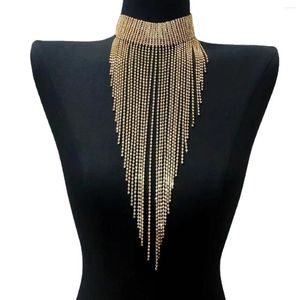 Correntes moda feminina simples versátil colar luxo strass borla sexy bar nightclub jóias para mulheres