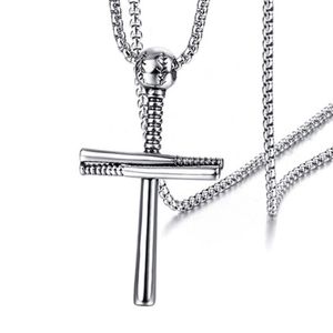 12PCS European and American outdoor baseball cross pendant necklace Fashion personality Man's accessories 3color252N