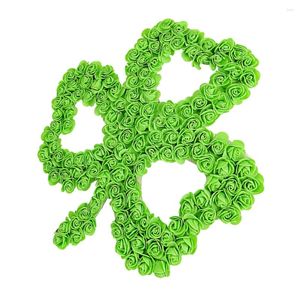 Decorative Flowers Irish Day Wreath St Patrick's Prop Decorate Festival Themed Artificial Wooden Hanging