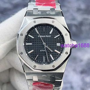 Schöne AP-Armbanduhr Royal Oak Series 15300ST, schwarz plattiert, automatischer mechanischer Herrenuhr aus Präzisionsstahl, 39 mm