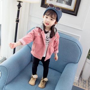 Jackets Autumn 2024 Baby Cute For Kids Cardigan Girls Corduroy Fashion Outerwear Children'S Hooded Coat Parka 1-6 Years