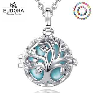 Eudora 18MM Harmony Ball Tree of Life Necklace Pregnancy Chime Bola Angel Caller Baby Musical DIY Jewelry for Women Gift 240329