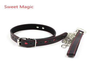 Sweet Magic Red Heart Neck Collar With Chain Sex Slave Role Play Necklace For Couples Fetish Restraint Bondage Sexy Costums Access4575311