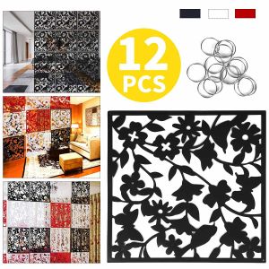 Divisores branco/preto/vermelho 12 peças para casa moda pássaro flor folha tela suspensa divisória painel divisor cortina de quarto casa