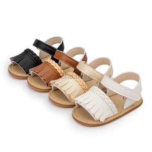 Sandalen 2022 Neue Sommer Baby Sandalen Klassische Mädchen Schuhe Flache PU Anti-Slip Gummi Sohle Quaste Neugeborenen Erste Wanderer Kleinkind Mädchen Sandalen 240329