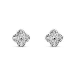 Lucky Four-Leaf Clover Stud örhängen Designer för kvinnor Letter V Cleef Luxurious smycken Diamond Earings300T