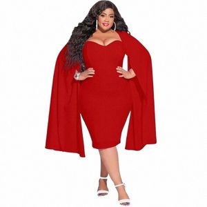 Elegante Plus Size Frauen Dres Sexy Hohe Taille Midi Dr Hip Wrap Slim Fit Mantel Ärmel Einfarbig Damen Party Kleidung b2wO #