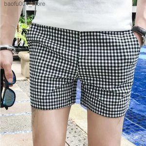 Men's Shorts Summer casual plaid mens shorts mens beach shorts cotton slim fit mens shorts Homm brand clothing shorts Masculino S-3XL Q240329