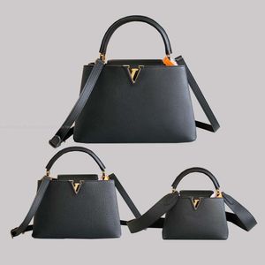 Designer tote bags bolsa de ombro bolsas femininas moda capucines grande capacidade pele sólida clássico metal couro real 3 peças 2023 novo