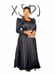 Elegancka elegancka kobieta wieczór dr High talia plus size African Ladies LG Sleeve Maxi DR z hurtowym kropla V2KT#