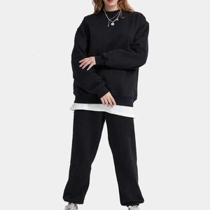 Yoga Slouchy Suit Moletons moletom Pelúcia Pesado Crew Neck Pulôver Amantes Studio-to-street Sweater Loose Jogger Sweatwear 3d no peito LL