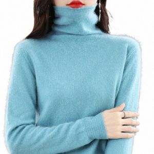 100 ٪ Merino Wool Women's Pullover Sweater 2023 الخريف/الشتاء الجديد سترة دافئة جديدة للمرأة الأساسية الصلبة الصلبة سترة B13p#