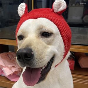 Hundkläder vinter husdjur varmt stickat hatt medium och stora hundar gyllene retriever labrador söt rolig pullover öronskyddsmuffar