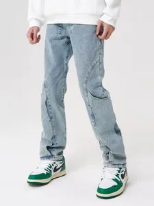 Men's Jeans Foufurieux Spring American High Street Distressed Men Loose Straight Leg Washed Pants Trousers Male Clothes