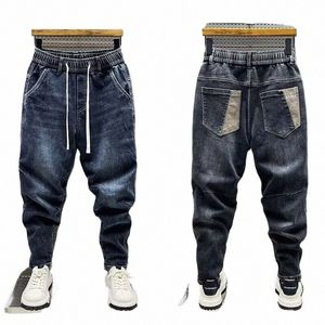 Alta qualità Nuovo 2024 Designer di lusso Casual Allentato Coulisse Denim Jeans Uomo Figura intera Gamba larga Streetwear Cowboy Harem Pants B9xB #