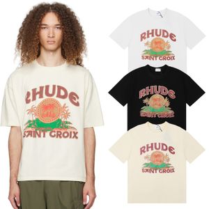 New 2024 Rhude Shirt Shorts High Quality Summer Designer Mens T shirt Europe America Fashion Men Women Tshirts EUR Size S-XL