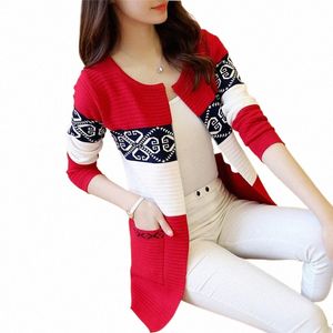 Autumn LG Sweater Fi Wool Spring Cardigan Sticking Sweater Cardigan Pink Black Red Print Winter Slim Women 7479 M4FC#