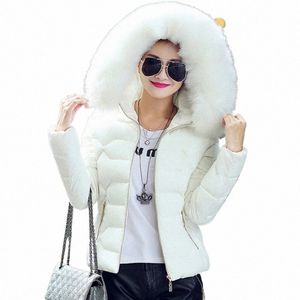 Apipee 2024女性冬の短いジャケットMujer Hooded Parkas Winter Coat Women Roose Parka Fur Collar Cottded Jackets 055r＃